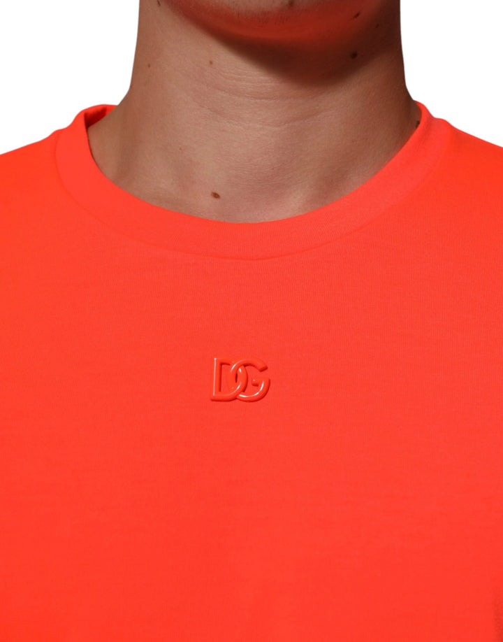 Dolce &amp; Gabbana Sample Sale Dolce &amp; Gabbana Neon Orange Polyester Men Crew Neck T-shirt - | Designer outlet