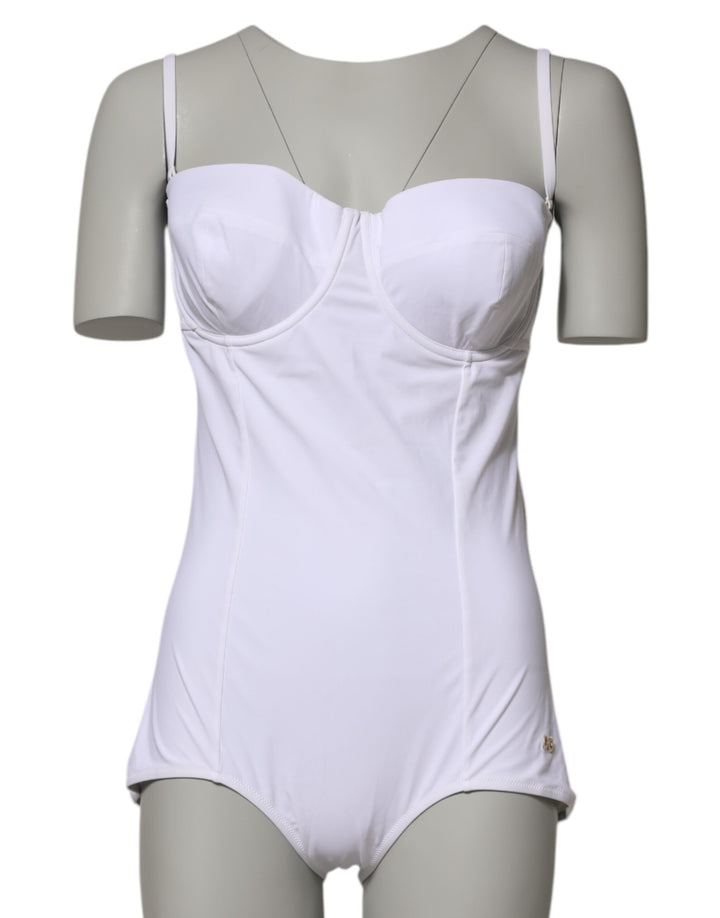 Dolce & Gabbana White Padded Balconette One Piece Swimwear
