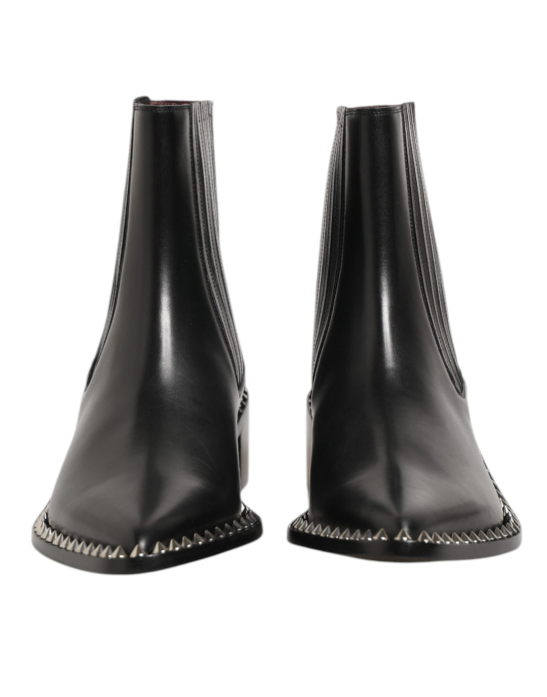 Dolce & Gabbana Black Leather Studded Men Short Boots Shoes