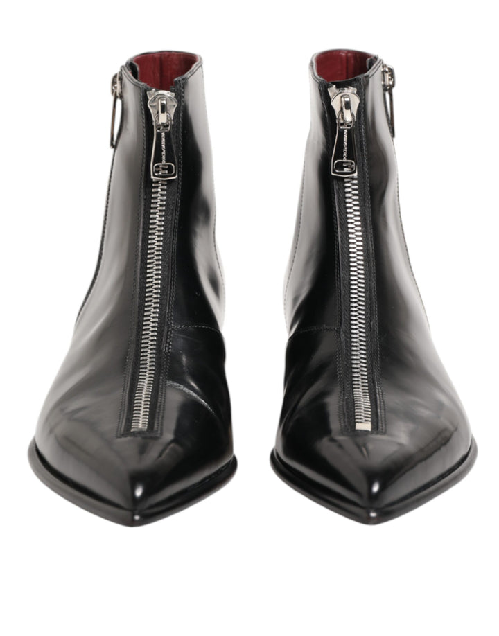 Dolce & Gabbana Black Calfskin Leather Men SHORT Boots Shoes