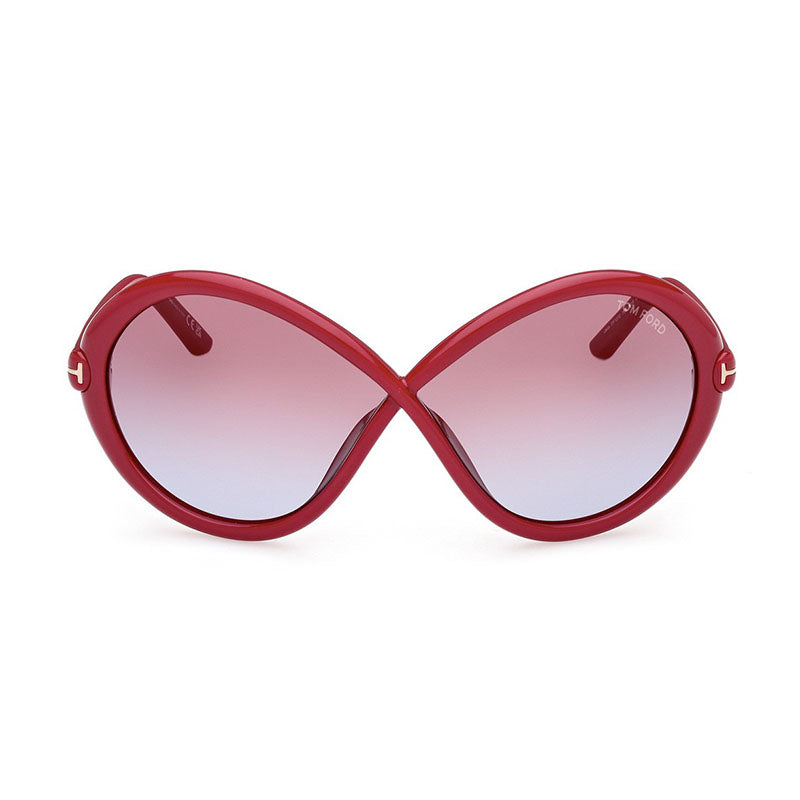 Tom Ford Sunglasses Geometric Full Rim, Shiny Fuxia Frame and Violet Gradient Lens FT107075Y