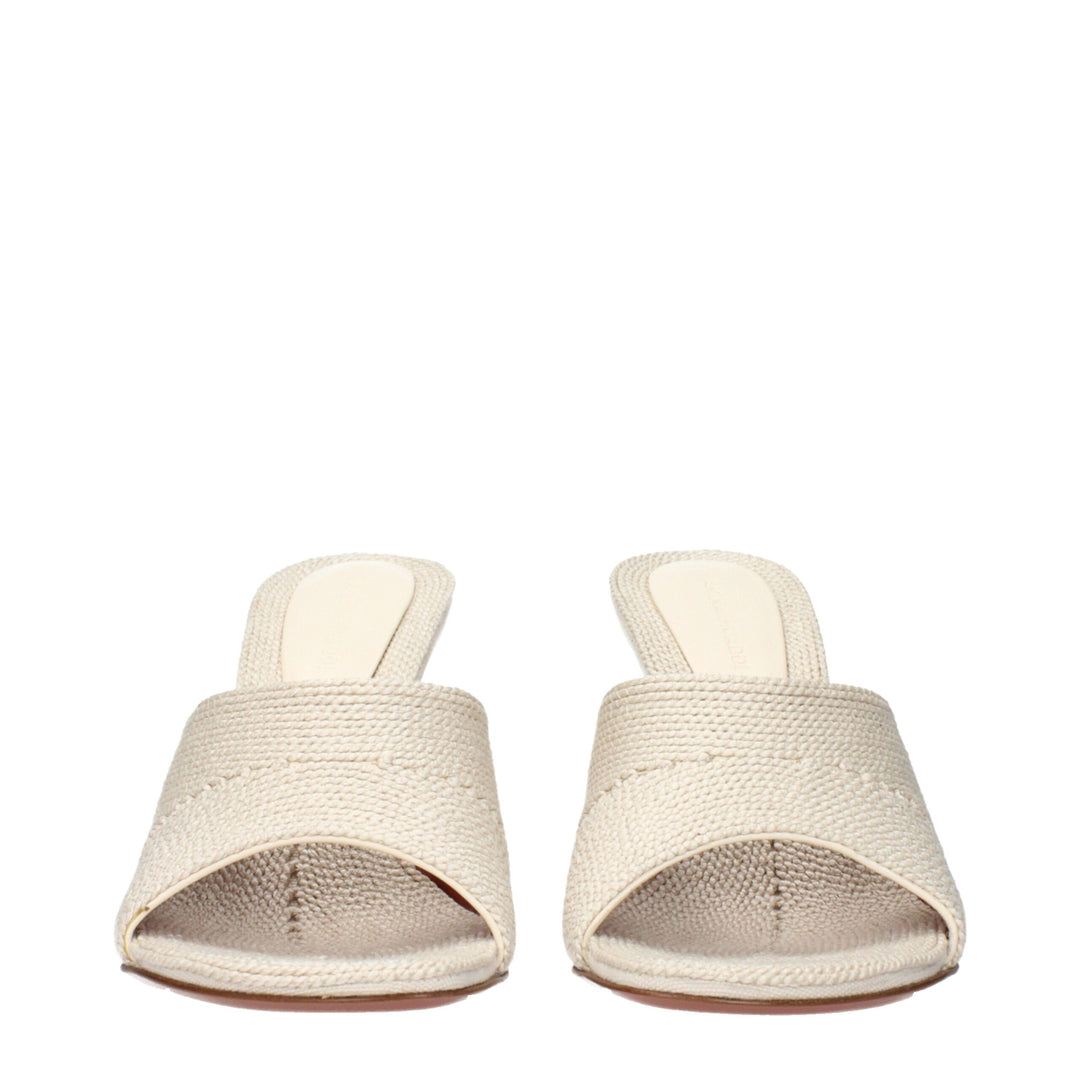 Amina Muaddi Beige Fabric Slippers Sandals