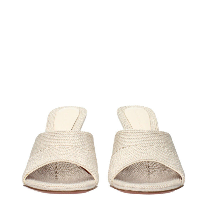 Amina Muaddi Beige Fabric Slippers Sandals