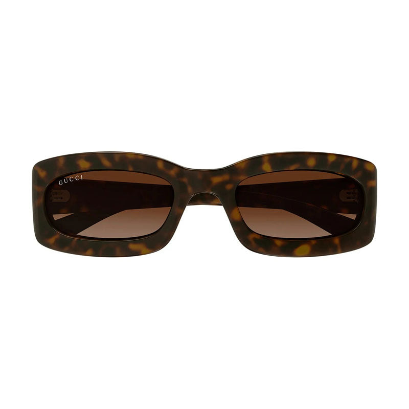 Gucci Sunglasses Rectangle Full Rim, Matte Dark Havana Frame and Brown Gradient Lens GG1786S002