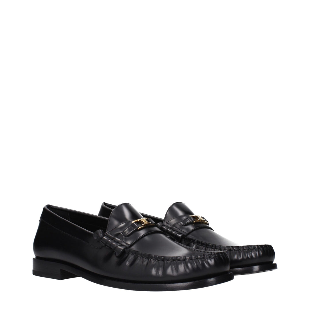 Celine Black Leather Slip-On Loafers