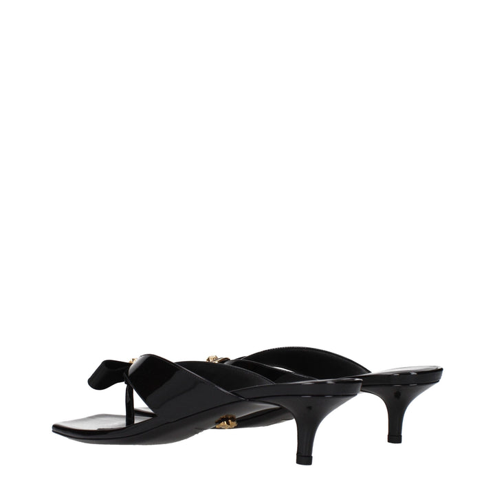 Versace Black Leather Stiletto Heels Sandals