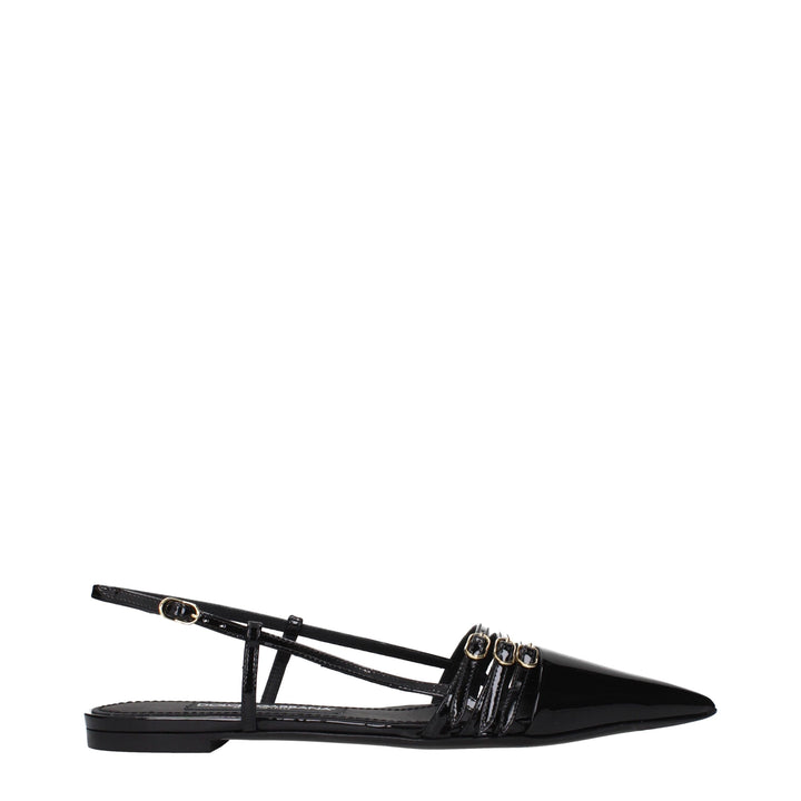 Dolce & Gabbana Black Leather Flat Sandals