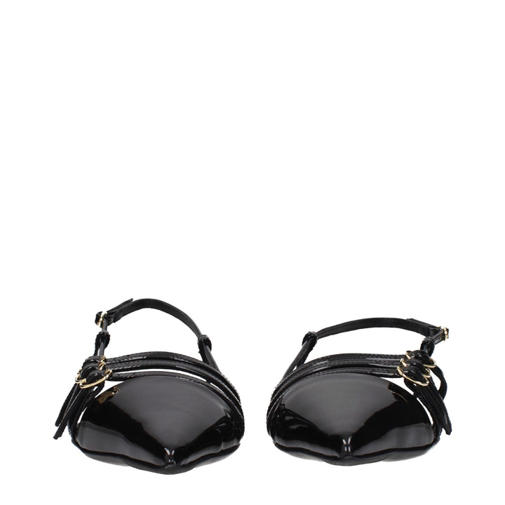 Dolce & Gabbana Black Leather Flat Sandals