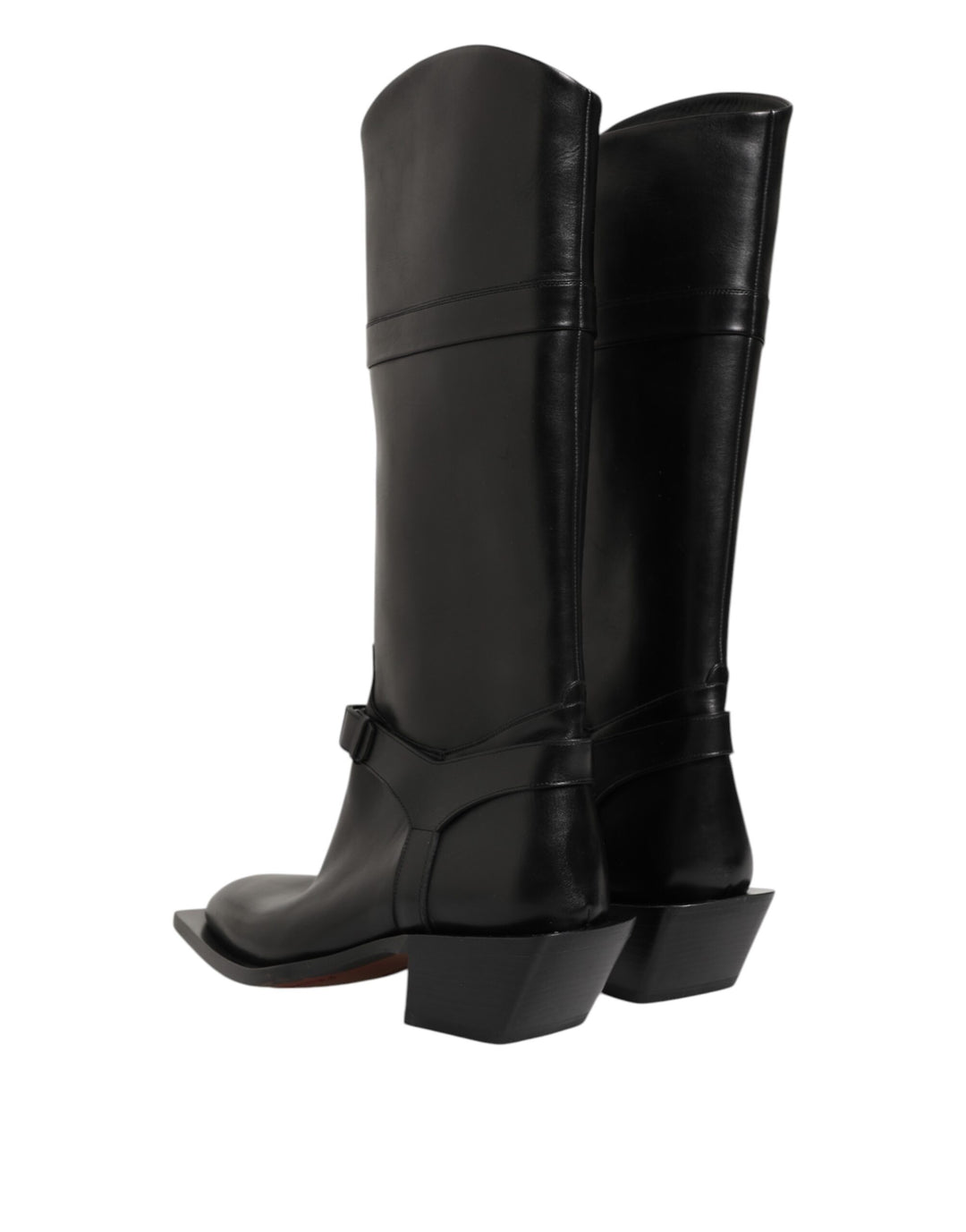 Dolce & Gabbana Black Logo Plaque Over The Calf Boot Shoes