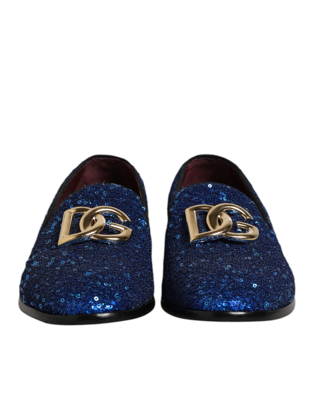 Dolce & Gabbana Blue Sequined Loafers Formal Dress Men Shoes