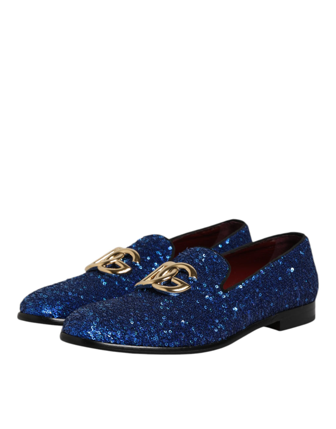 Dolce & Gabbana Blue Sequined Loafers Formal Dress Men Shoes