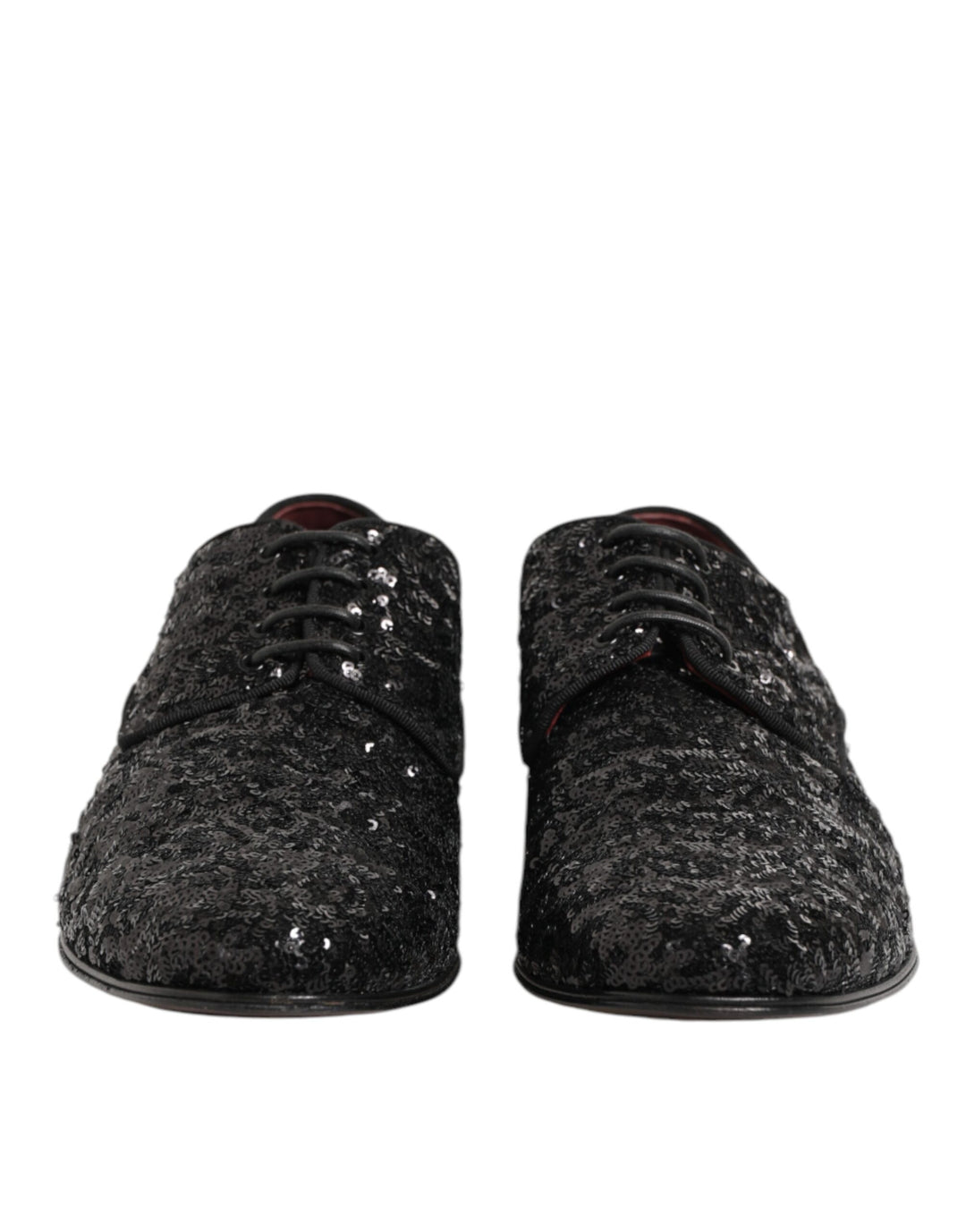 Dolce & Gabbana Black Sequined Lace Up Dress Men Derby Shoes