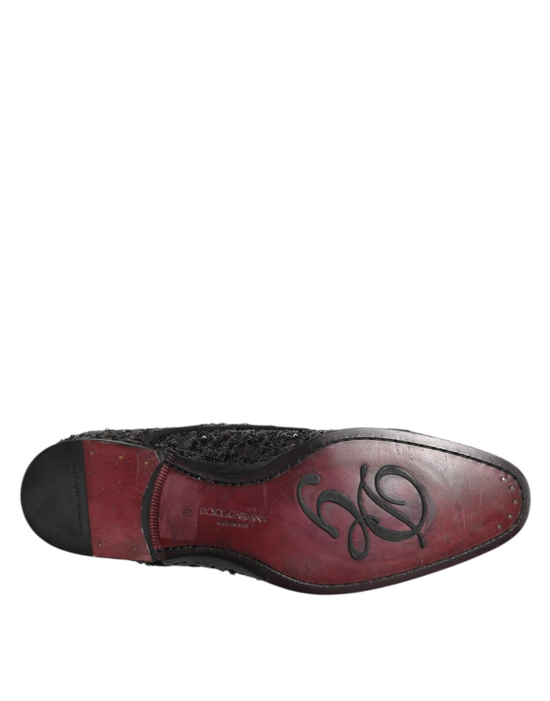 Dolce & Gabbana Black Sequined Lace Up Dress Men Derby Shoes