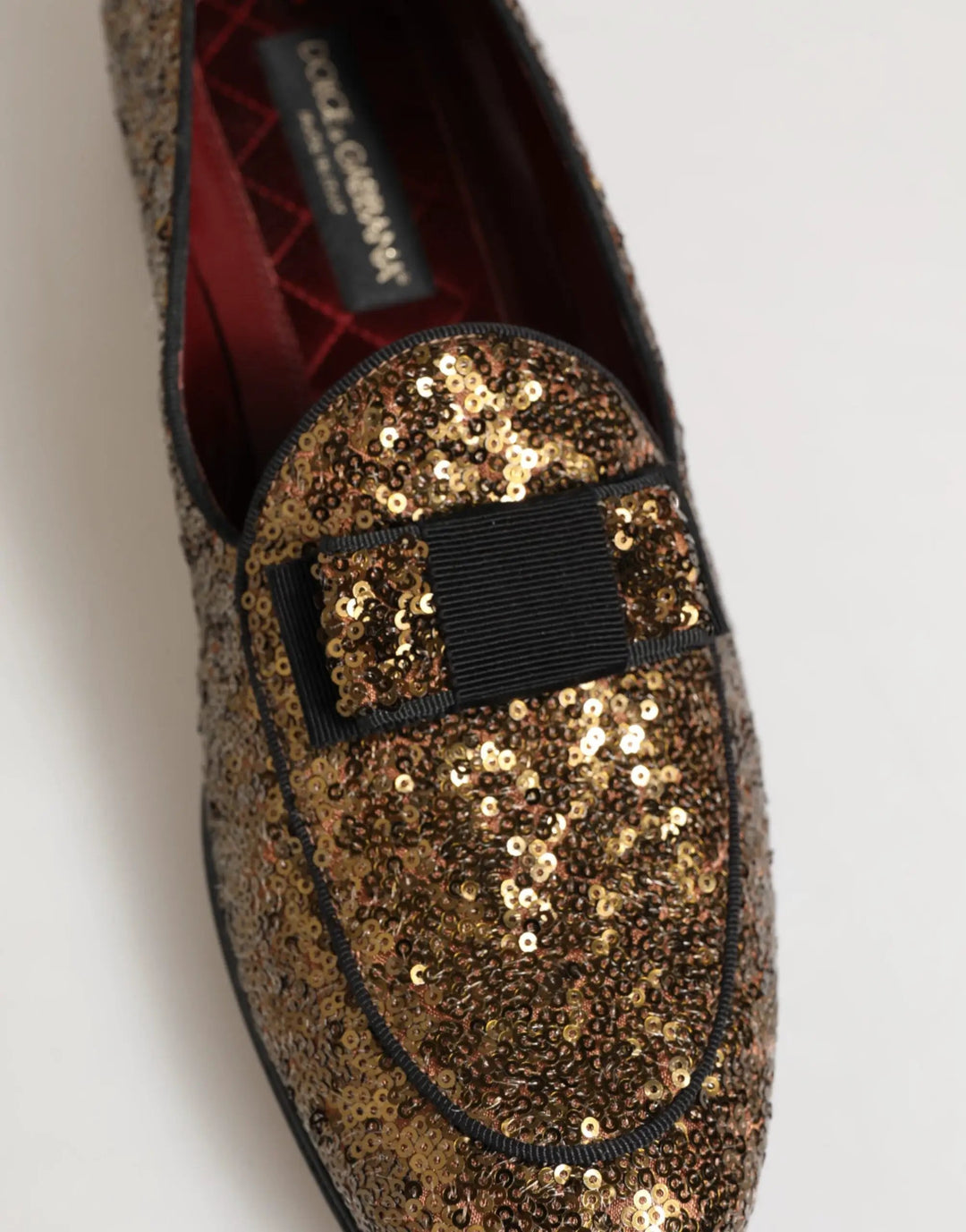 Dolce &amp; Gabbana Sample Sale | Dolce &amp; Gabbana Gold Sequined Slip On Loafers Men Dress Shoes - | Designer outlet