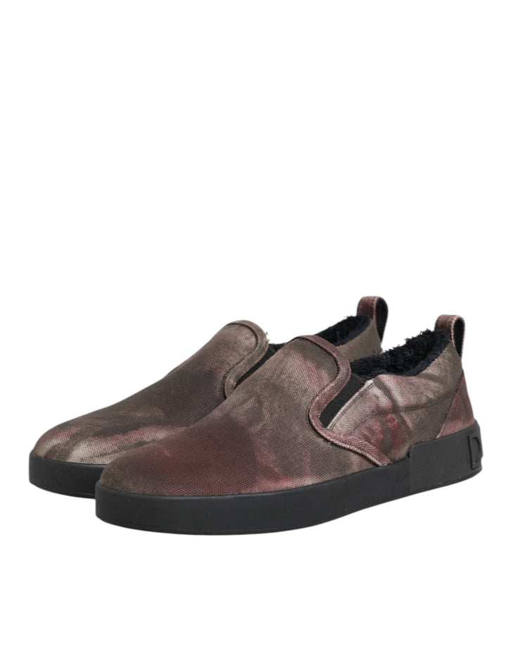 Dolce & Gabbana Multicolor Cotton Low Top Slip On Men Sneakers Shoes