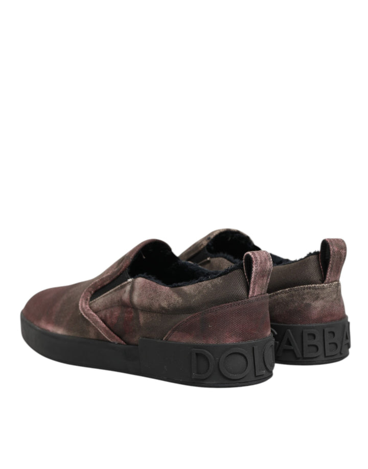 Dolce & Gabbana Multicolor Cotton Low Top Slip On Men Sneakers Shoes