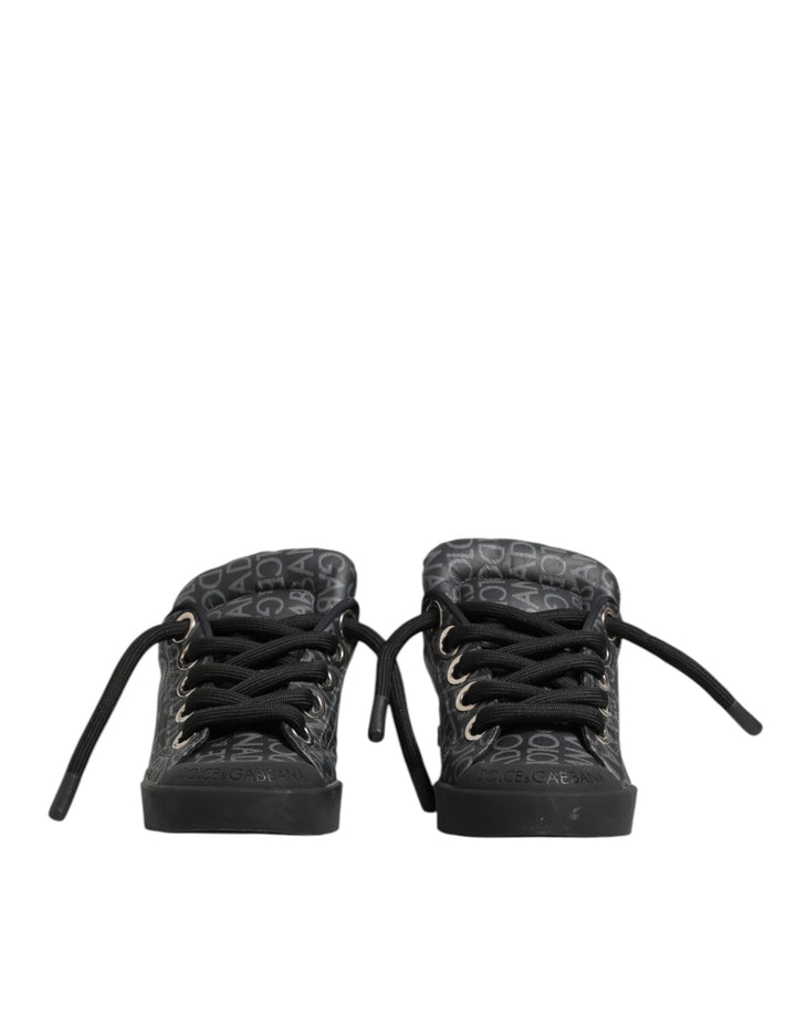 Dolce & Gabbana Black Cotton Denim Logo Low Top Sneakers  Shoes