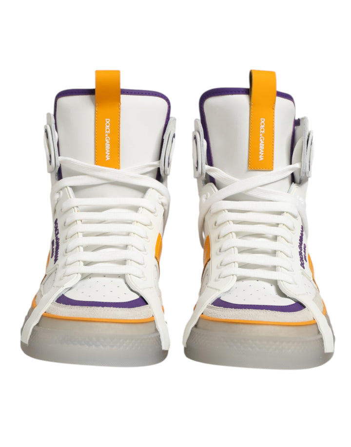 Dolce & Gabbana Multicolor Leather High Top Men Sneakers Shoes