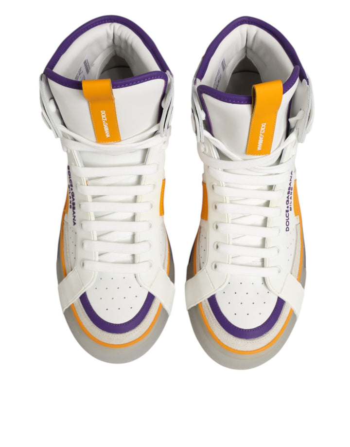 Dolce & Gabbana Multicolor Leather High Top Men Sneakers Shoes