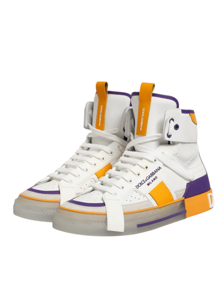 Dolce & Gabbana Multicolor Leather High Top Men Sneakers Shoes