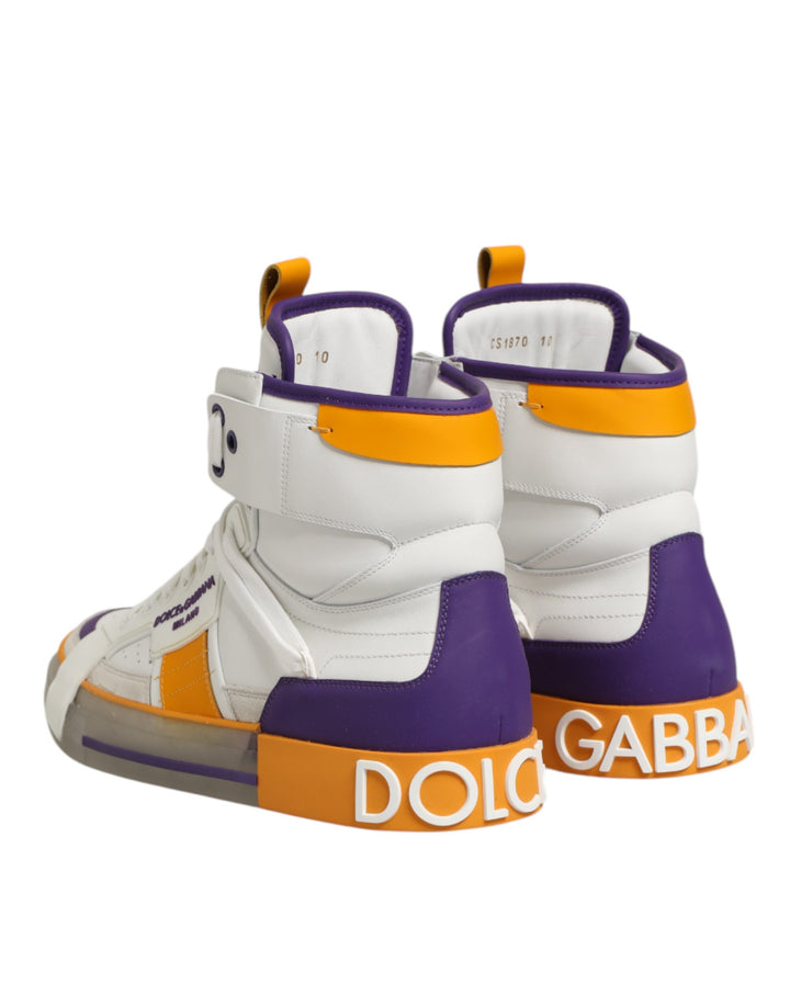 Dolce & Gabbana Multicolor Leather High Top Men Sneakers Shoes
