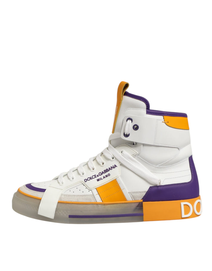 Dolce & Gabbana Multicolor Leather High Top Men Sneakers Shoes
