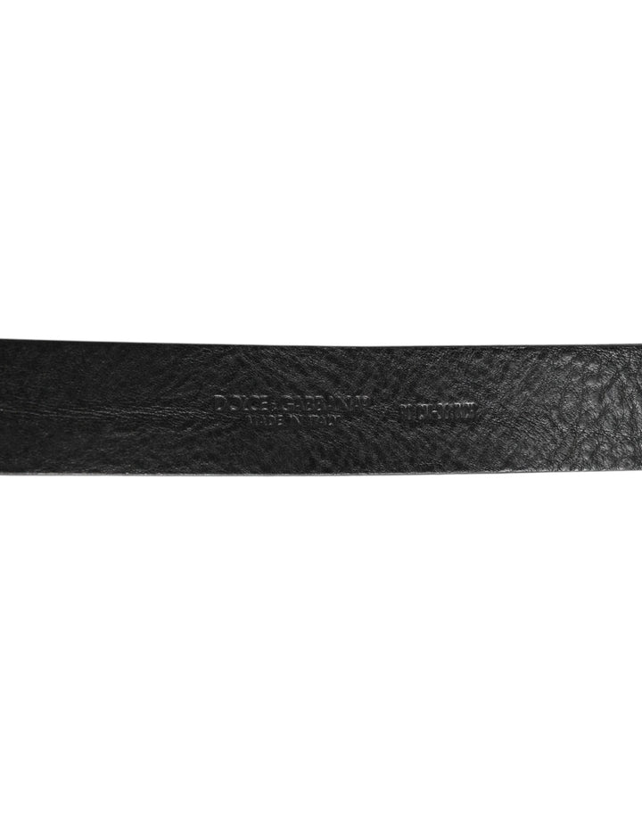 Dolce & Gabbana Black Leather Classic Metal Logo Buckle Belt
