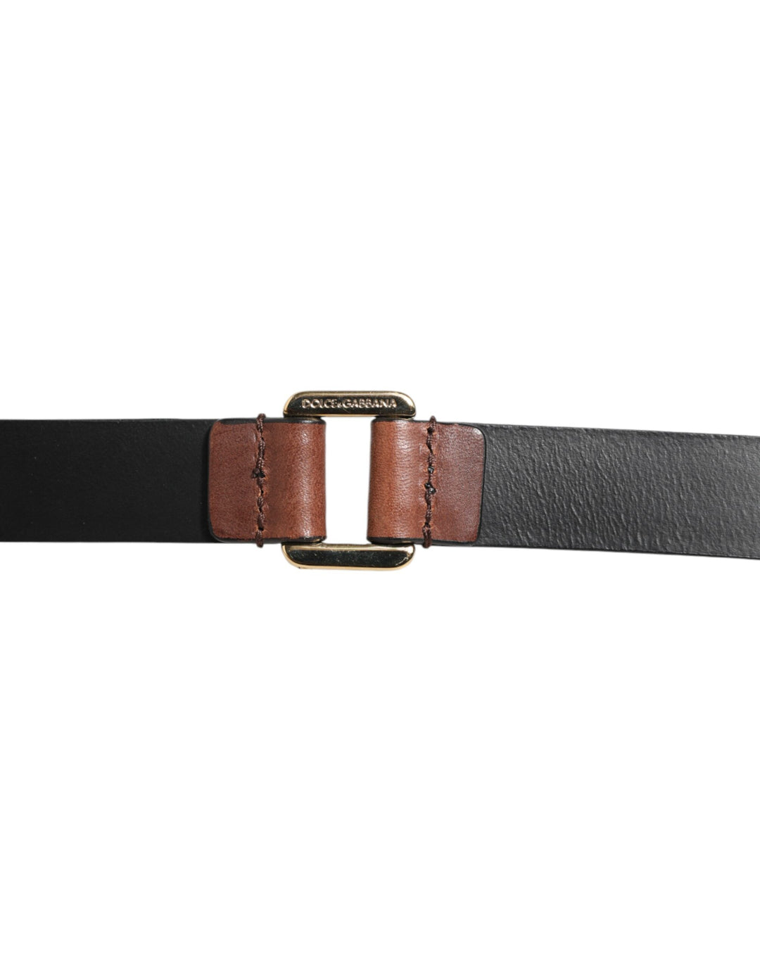 Dolce & Gabbana Brown Classic Gold Metal Logo Buckle Men Belt