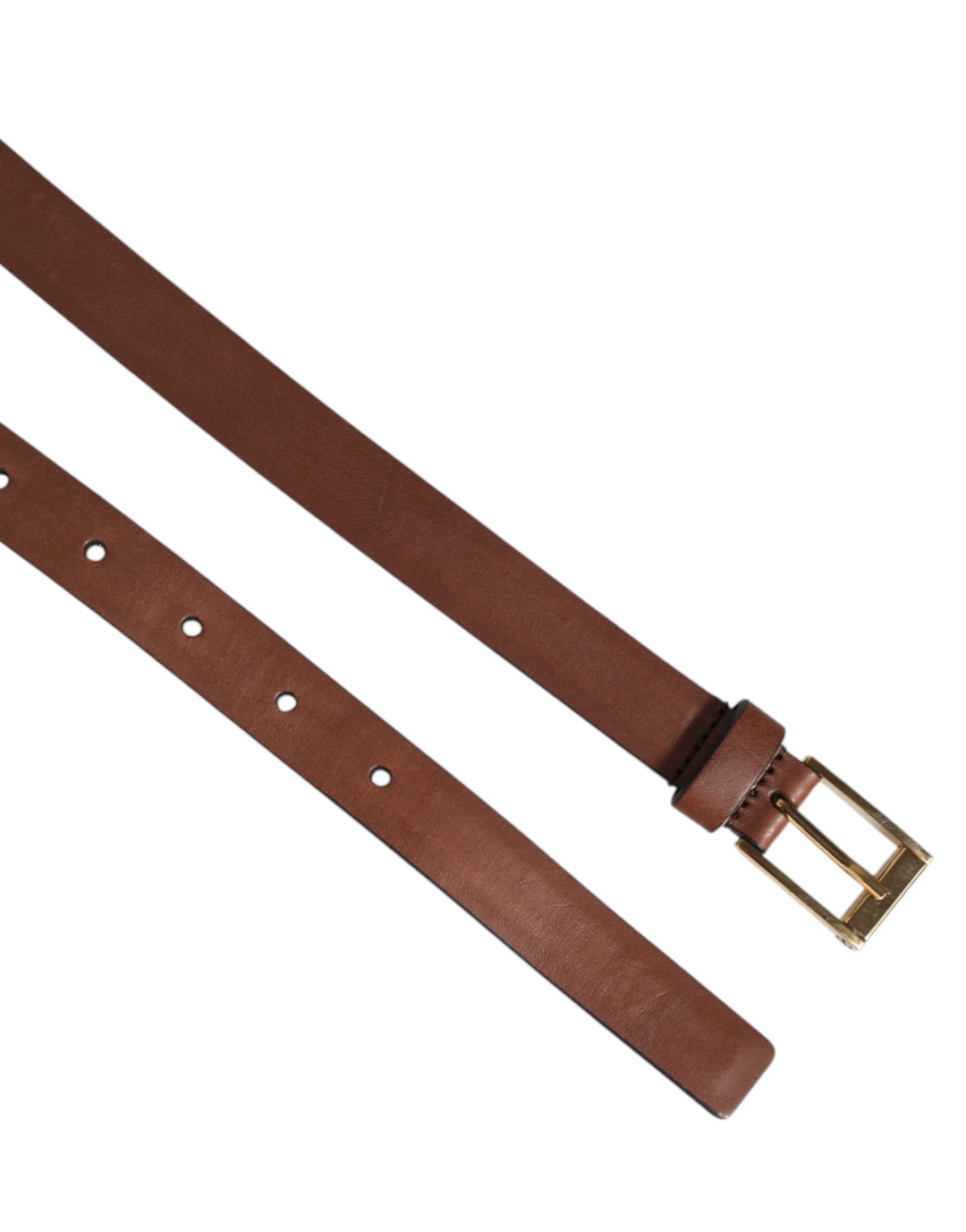 Dolce & Gabbana Brown Classic Gold Metal Logo Buckle Men Belt