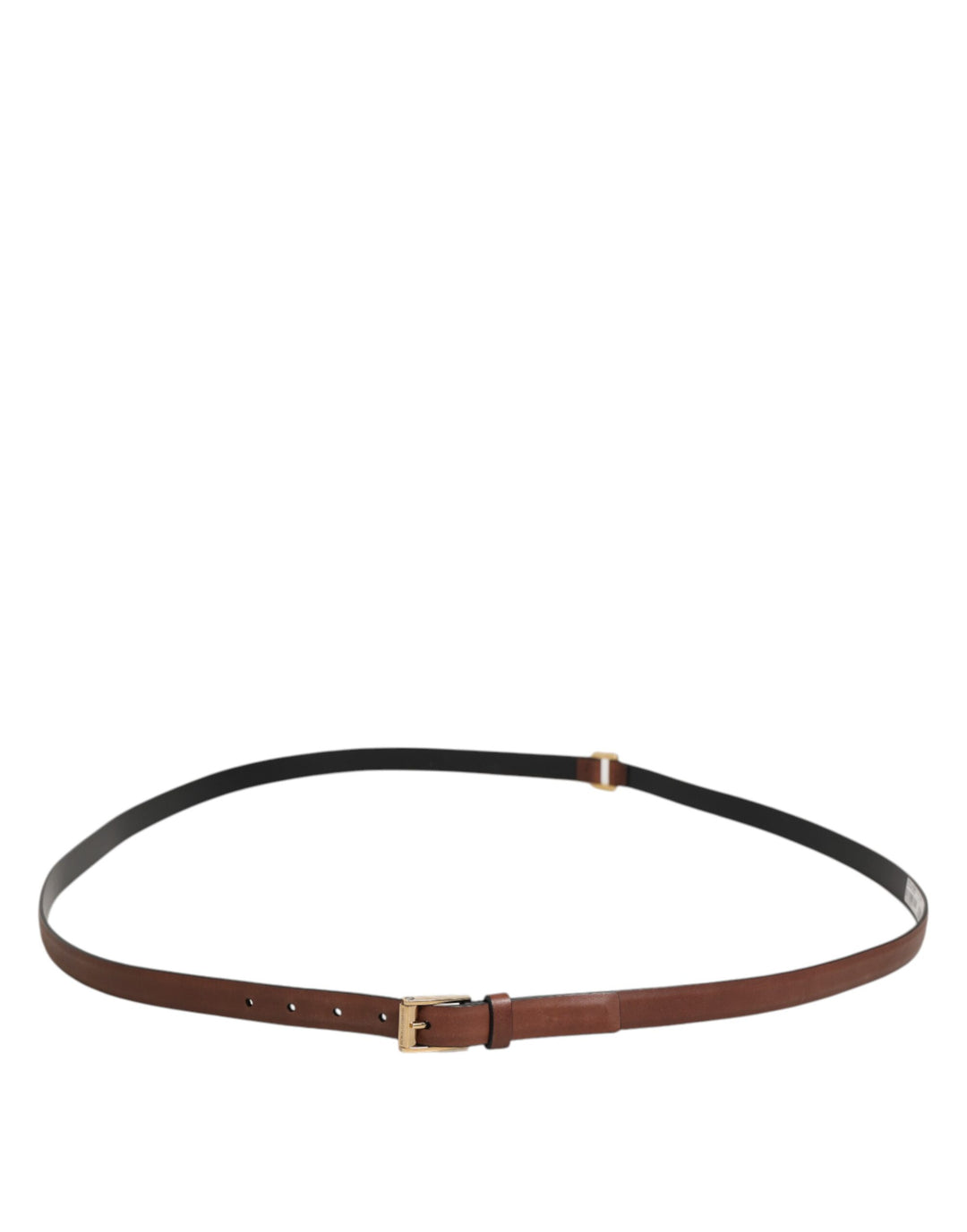 Dolce & Gabbana Brown Classic Gold Metal Logo Buckle Men Belt