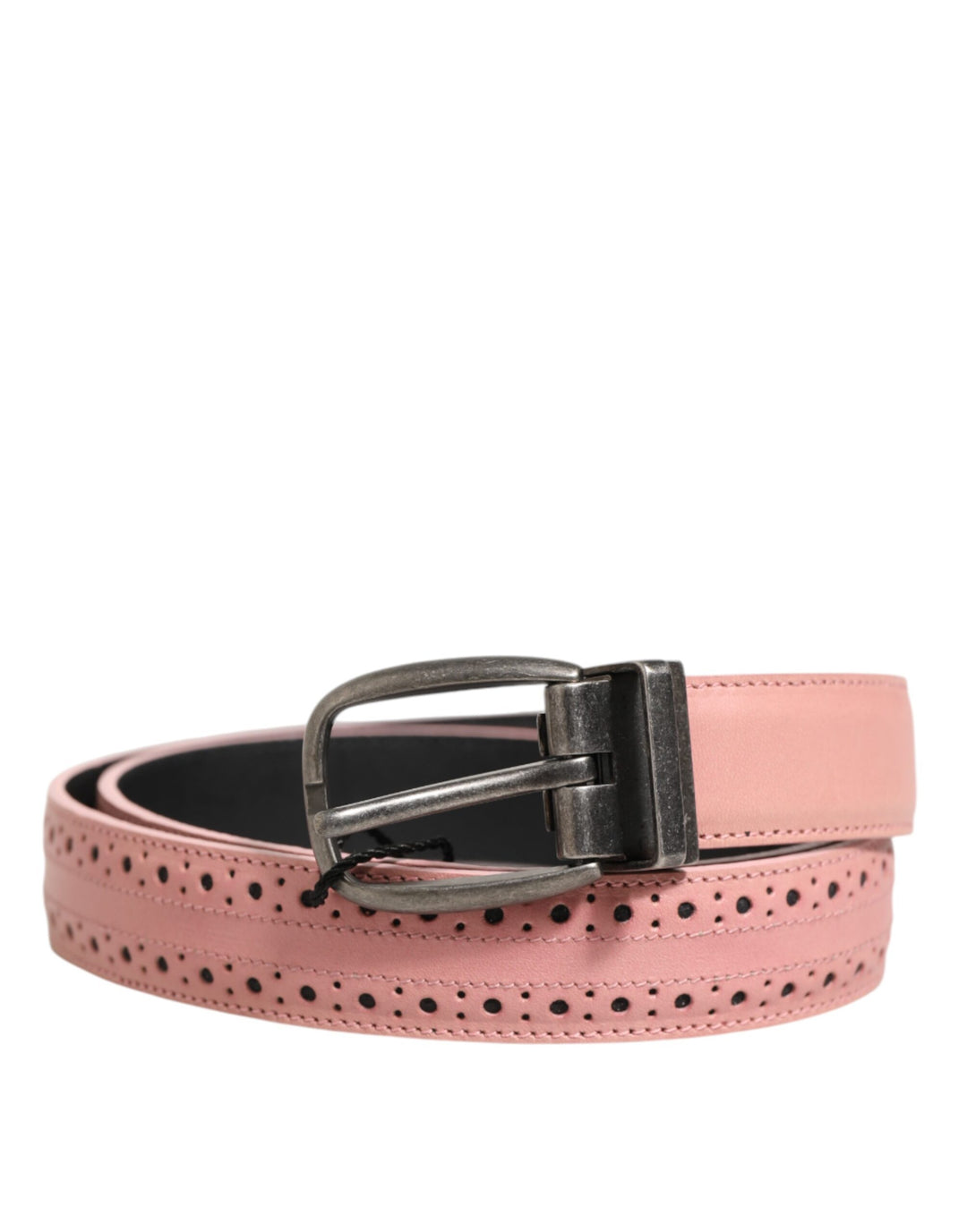 Dolce &amp; Gabbana Pink Leather Perforated Detailing Buckle Belt by Dolce &amp; Gabbana outlet now on sale
