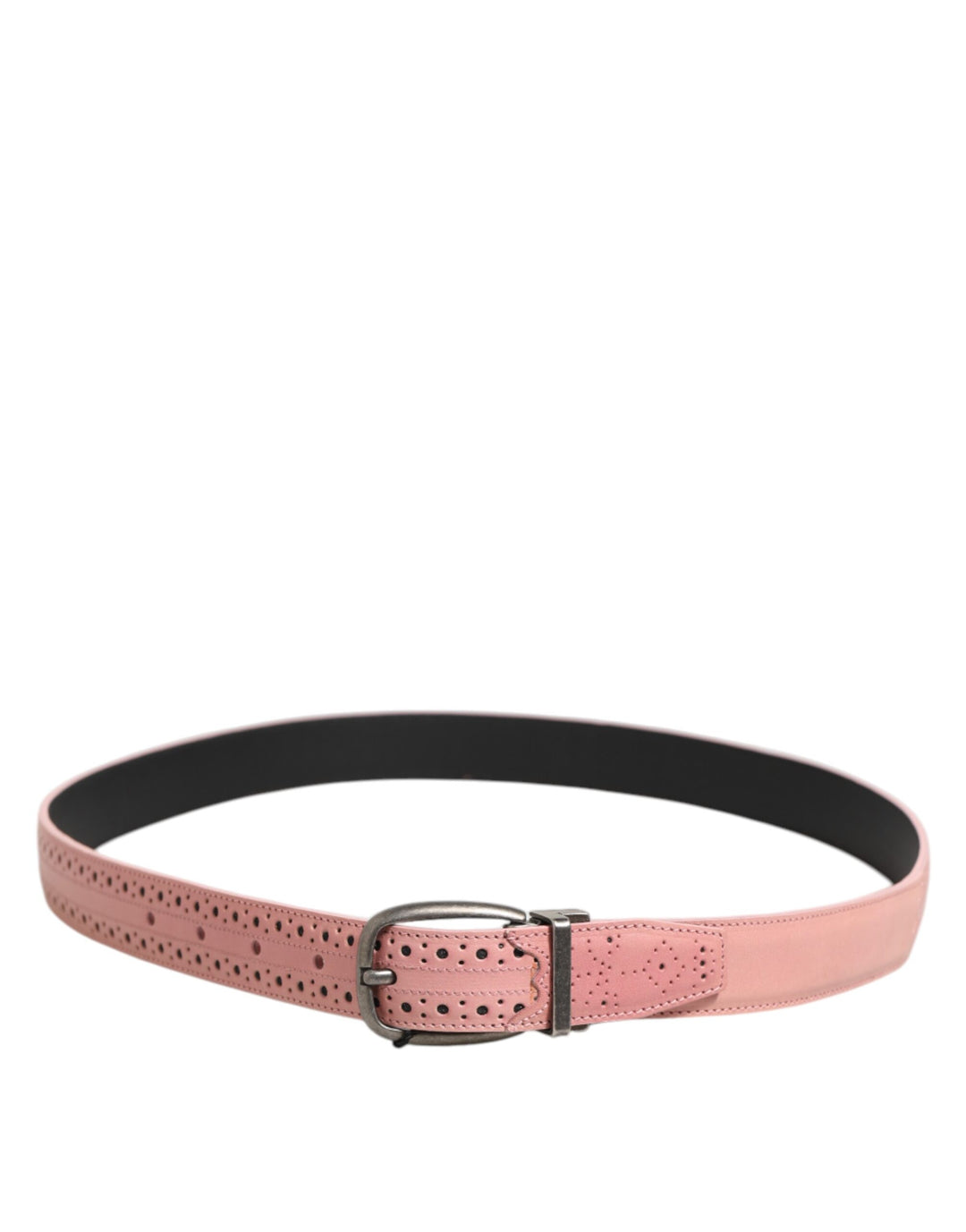 Dolce &amp; Gabbana Pink Leather Perforated Detailing Buckle Belt by Dolce &amp; Gabbana outlet now on sale