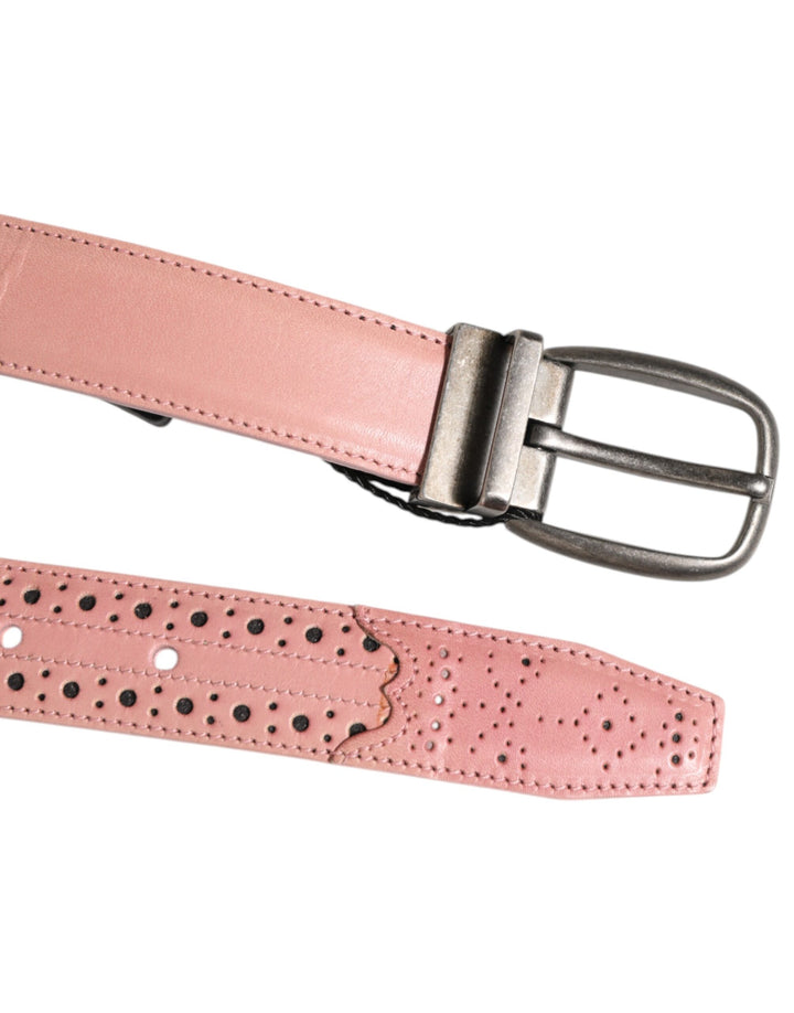 Dolce &amp; Gabbana Pink Leather Perforated Detailing Buckle Belt by Dolce &amp; Gabbana outlet now on sale