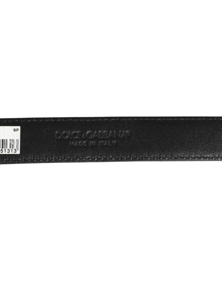 Dolce & Gabbana Brown Leather Leopard Print Metal Buckle Belt