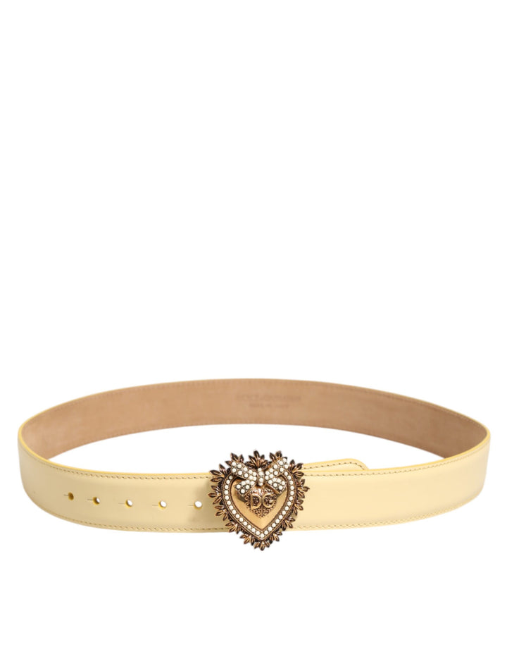Dolce & Gabbana Light Yellow DEVOTION Heart DG Buckle Belt
