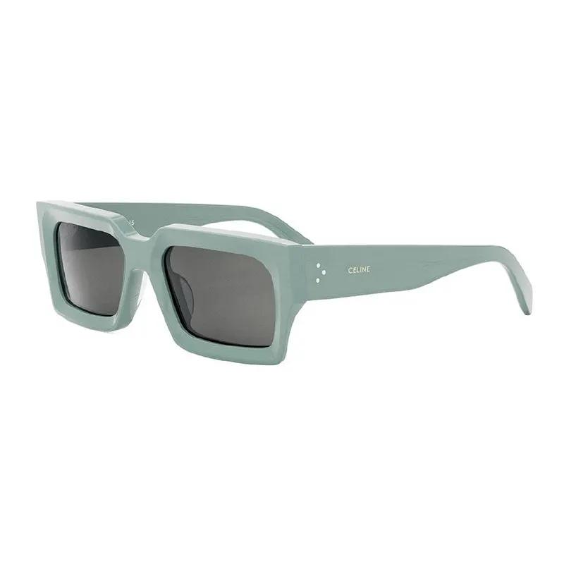 Celine Sunglasses Rectangle Full Rim, Shiny Lime Transparent Frame And Smoke Lens Cl40280U93A
