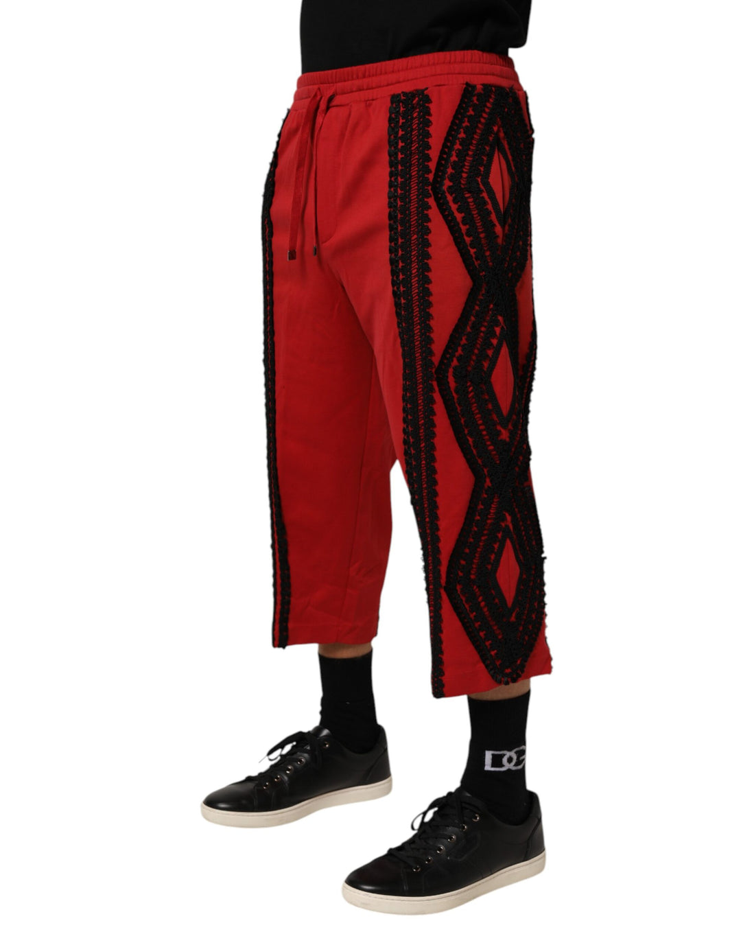 Dolce &amp; Gabbana Red Embroidered Casual Cropped Trouser Pants by Dolce &amp; Gabbana outlet now on sale