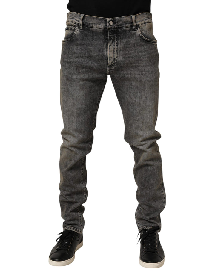 Dolce &amp; Gabbana Sample Sale Dolce &amp; Gabbana Gray Cotton Stretch Slim Fit Men Denim Jeans - | Designer outlet