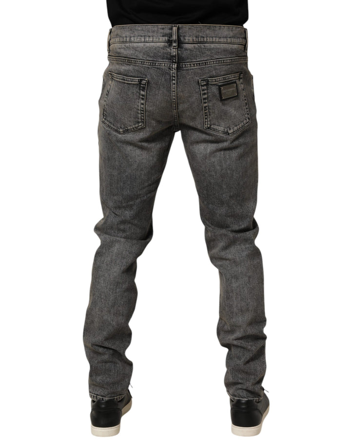 Dolce &amp; Gabbana Sample Sale Dolce &amp; Gabbana Gray Cotton Stretch Slim Fit Men Denim Jeans - | Designer outlet