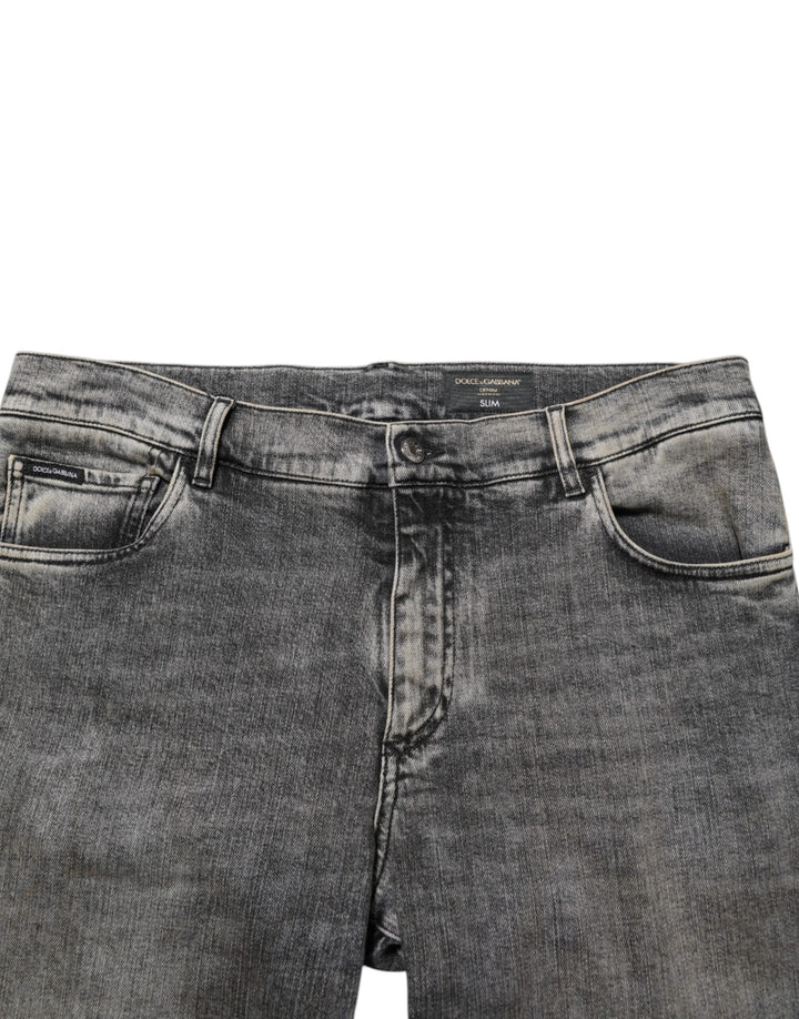Dolce &amp; Gabbana Sample Sale Dolce &amp; Gabbana Gray Cotton Stretch Slim Fit Men Denim Jeans - | Designer outlet