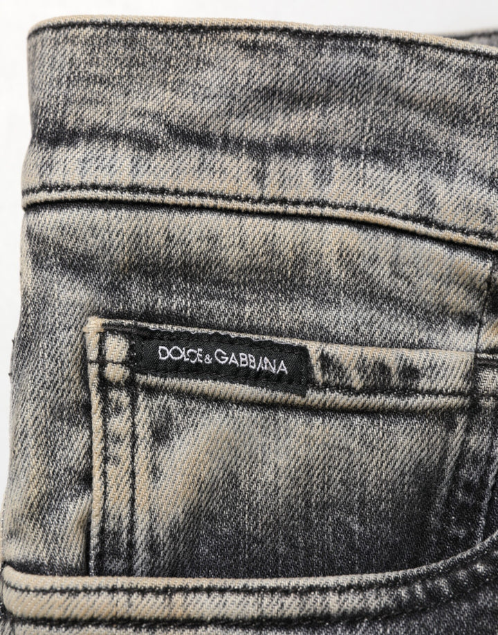Dolce &amp; Gabbana Sample Sale Dolce &amp; Gabbana Gray Cotton Stretch Slim Fit Men Denim Jeans - | Designer outlet