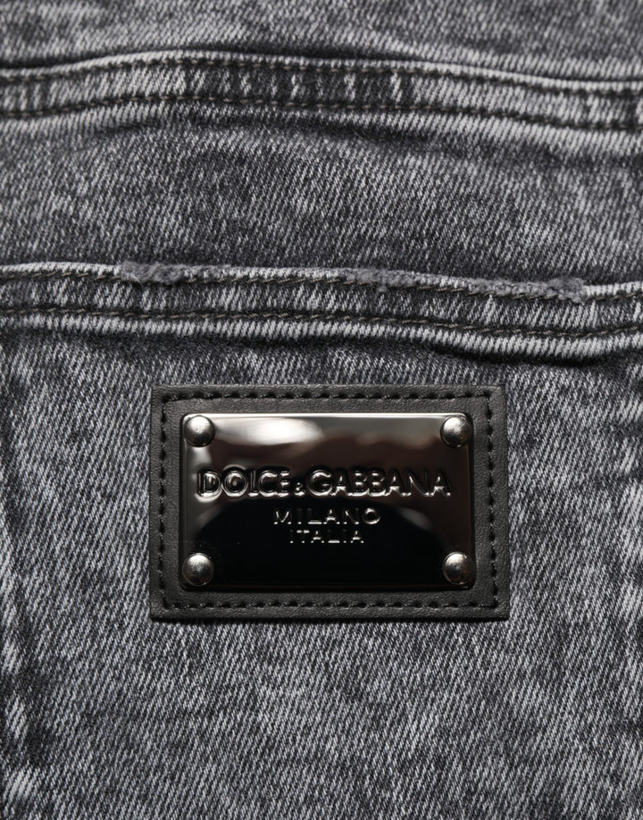 Dolce &amp; Gabbana Sample Sale Dolce &amp; Gabbana Gray Cotton Slim Fit Denim Trouser Jeans - | Designer outlet