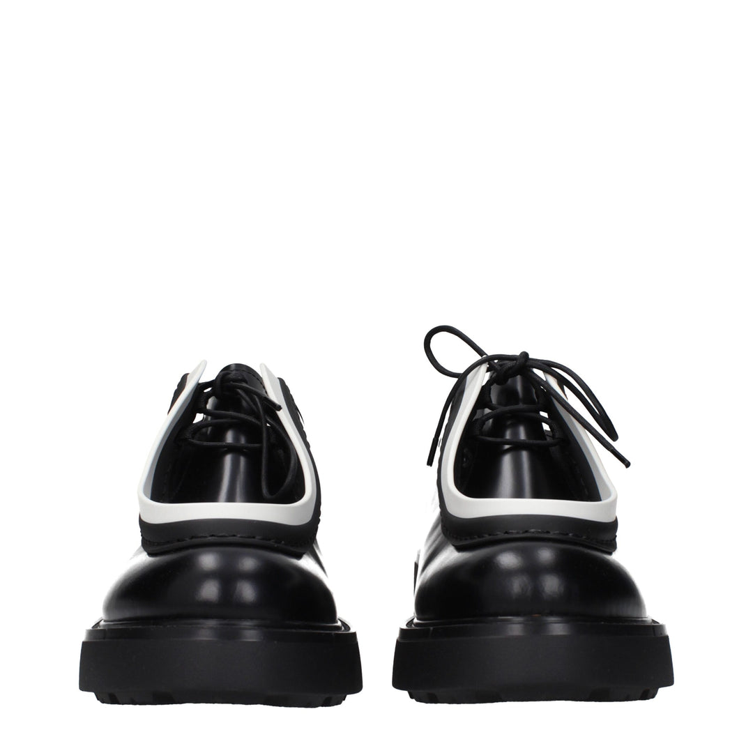 Prada Black Leather Oxfords And Derbies