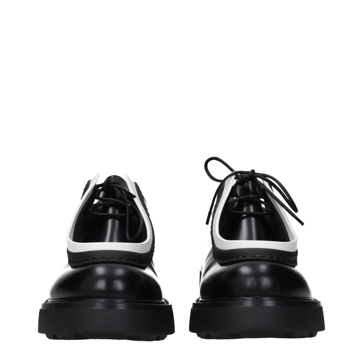 Prada Black Leather Oxfords And Derbies