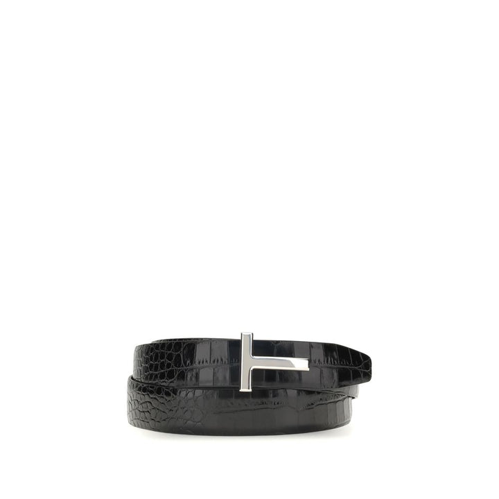 Tom Ford SHINY PRINTED CROC REVERSIBLE T BELT 30
