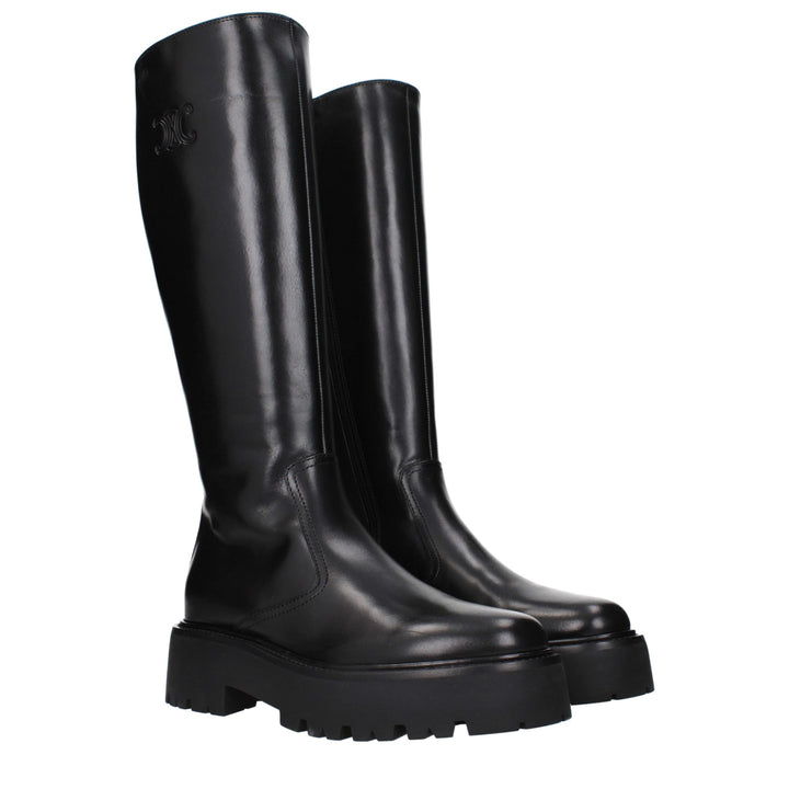 Celine Black Leather Ankle Boots