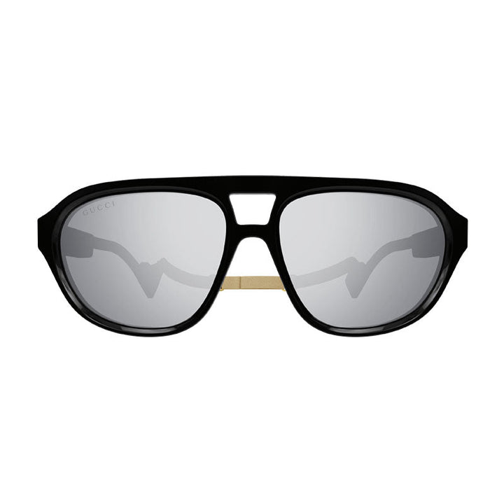 Gucci Sunglasses Aviator Full Rim, Black Frame and Silver Mirror Lens GG1239S002