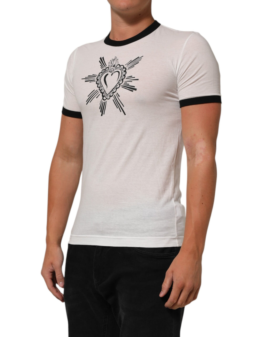 Dolce &amp; Gabbana Sample Sale Dolce &amp; Gabbana White Sacred Heart Cotton Crew Neck T-shirt - | Designer outlet