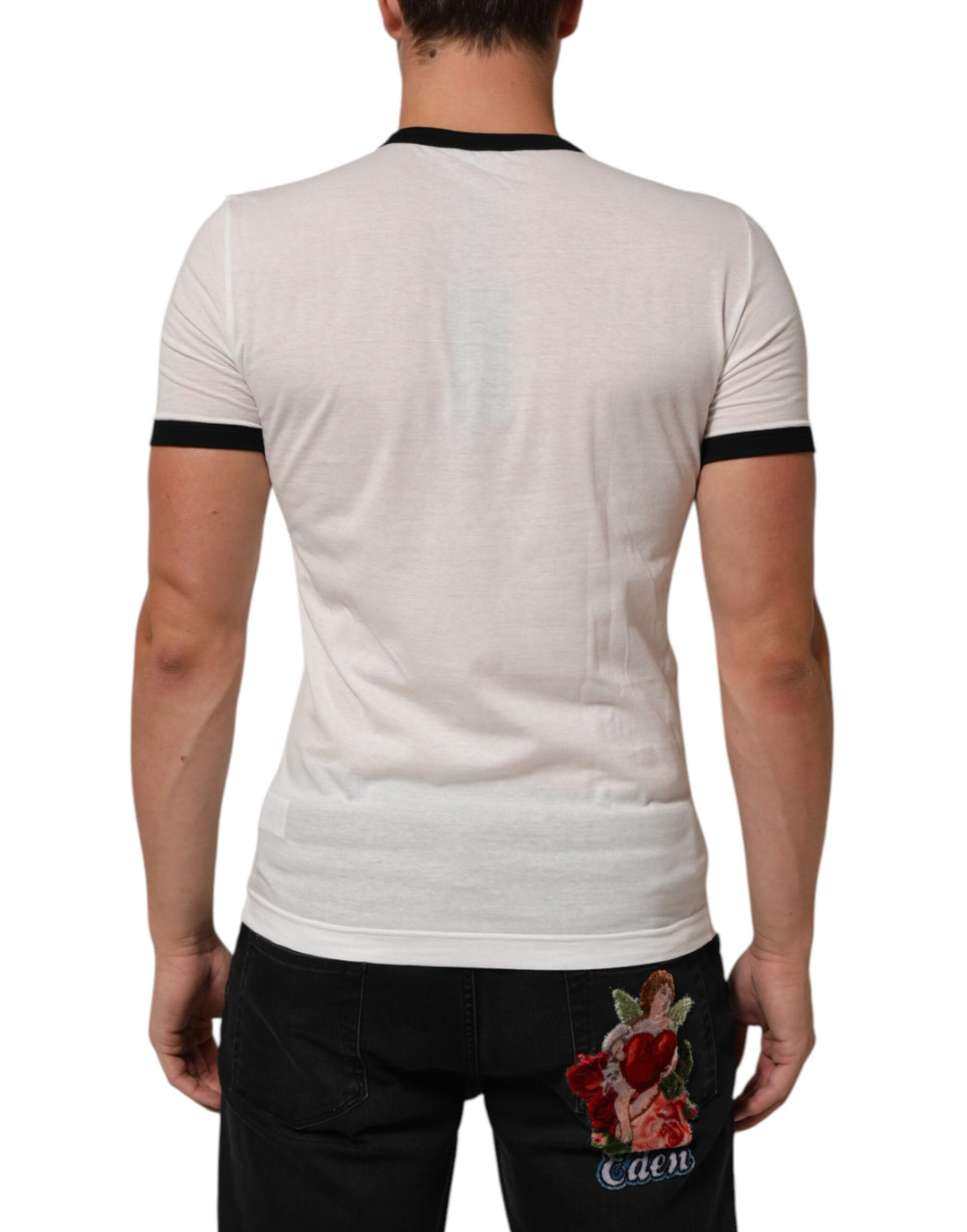 Dolce &amp; Gabbana Sample Sale Dolce &amp; Gabbana White Sacred Heart Cotton Crew Neck T-shirt - | Designer outlet
