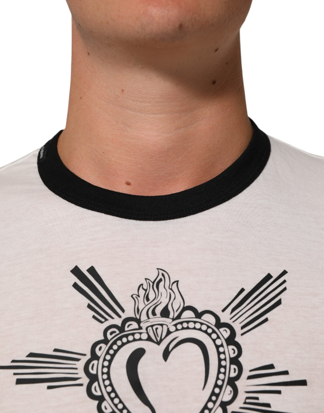 Dolce &amp; Gabbana Sample Sale Dolce &amp; Gabbana White Sacred Heart Cotton Crew Neck T-shirt - | Designer outlet